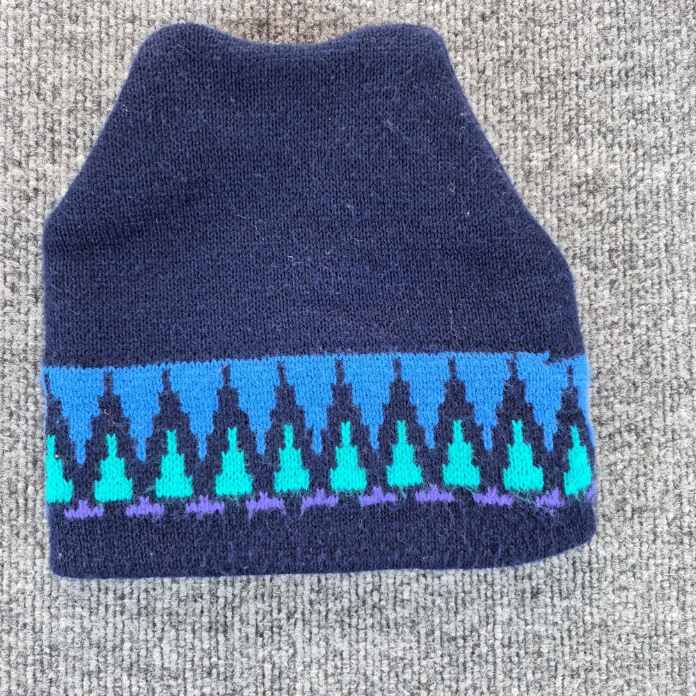 Wigwam Beanie Geometric Fair Isle Knit OS Navy Blue Unisex‎
